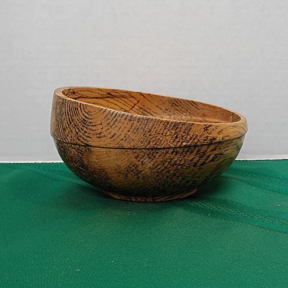 Hand Turned Spalted Water Oak Wood Bowl Slanted Rim Natural Edge Decorative Art